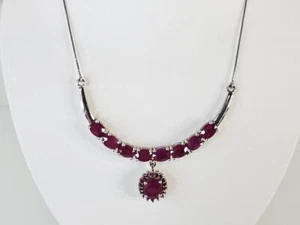 18" 925 Sterling Silver APX 3 3/4 CTW Genuine Ruby Necklace (AM1078333) - Picture 1 of 9