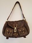 Rafe New York brown leather with brass accents handbag pre-owned