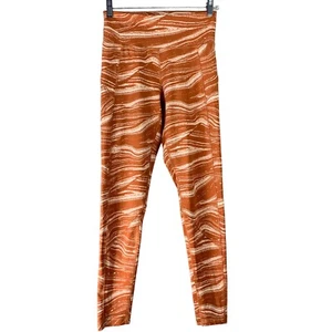 Adidas Climalite Running Size Small Leggings Orange White Full Leg Activewear - Picture 1 of 3