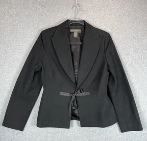 Banana Republic Blazer Womens Medium Black Fitted Ribbon Tie Jacket Career - Picture 1 of 12