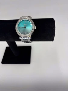 Valletta Ladies Watch With Silver Band And Teal Face New Battery Installed - Picture 1 of 6