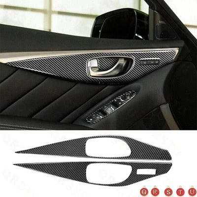 For Infiniti Q50 Q60 2014+ 2Pcs Carbon Fiber Interior Door Panel Decorative Trim - Imagem 1 de 4