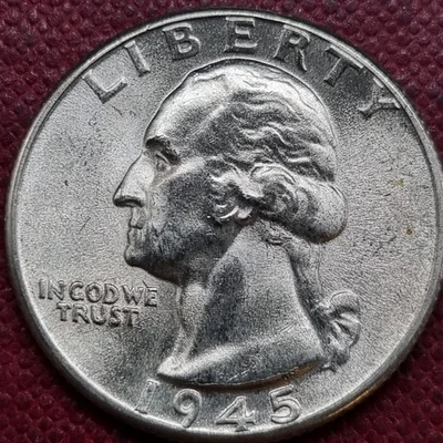 1945 D Washington Quarter 25c Silver BU UNC Uncirculated Denver #95094 - Image 1 of 2