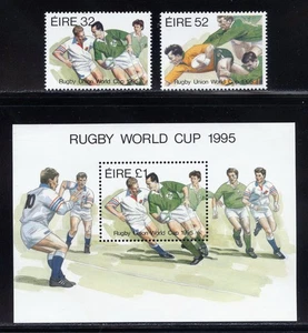 Irland 964-966 postfrisch, Rugby WM Set mit Block von 1995. - Bild 1 von 1
