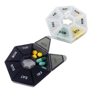 7 Days Medicine Pill Box Mini Round Portable Travel Storage Pill Box Storage Box - Imagen 1 de 21