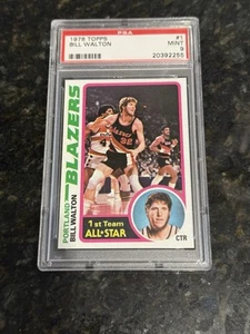 1978 TOPPS BILL WALTON #1 PORTLAND TRAILBLAZERS HOF PSA 9 MINT - Picture 1 of 2