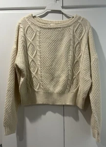 Altar’d State Cable Knit Sweater S Cream - Picture 1 of 10