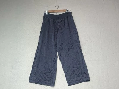 PJ Harlow Jolie Capri Womens L Black Satin Wide Leg Pant Pajama Lounge Pull On - Image 1 of 4