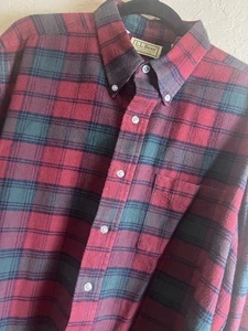 Vintage 90s Y2K LL Bean Flannel Shirt Wool XL Made USA Scotch Plaid Warm Work - Picture 1 of 8
