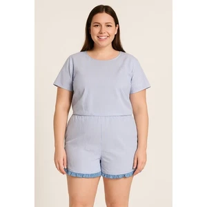 7 For All Mankind Blue & White Stripe Romper w/ Rear Cut-Out – Women’s Size XL - Picture 1 of 8