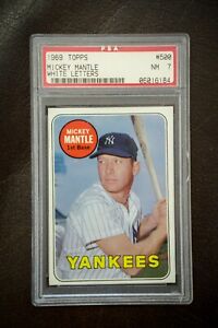 1969 Topps Mickey Mantle #500 PSA 7 Graded Baseball Card RARE WHITE LETTERS