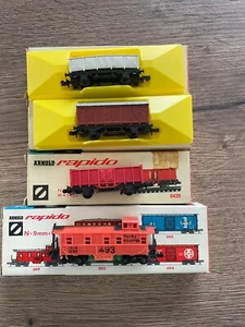 lot 4 anciens wagons 0419 0420 0421 0422 Arnold Rapido en boite - Foto 1 di 8