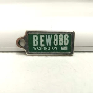 RARE VTG DAV Disabled Veterans Mini License Plate Key Chain Ring WASHINGTON 1959 - Picture 1 of 1