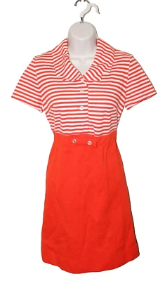Mini Vestido De Colección Años 60 Mod Shift Gay Gibson Rojo Blanco Rayas Talla M?? Comedor uniforme Foto 1 de 4