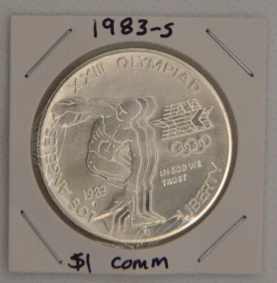 1983-S $1 Olympics Los Angeles Commemorative Dollar 90% Silver - Image 1 of 2