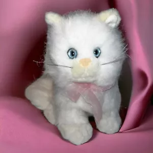 TC Dawson Peluche Blanco Gatito Gato Ojos Azules Rosa Arco Fiesta Kaboddles Realista - Imagen 1 de 10