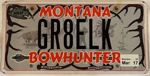 BOWHUNTER BOW HUNTER vanity GREAT ELK license plate Big Game Hunting Archery MT - Picture 1 of 8