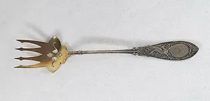 Antique Whiting Gothic Arabesque Pat.1875 Sterling Silver Salad Serving Fork - Picture 1 of 11