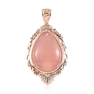 Natural Pink Chalcedony Magnetic Pendant in 14K Rose Gold Over Copper 18.80 ctw - Picture 1 of 5