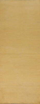 Elegant Handcrafted Gabbeh Solid Gold Wool Runner Rug - Limited Edition" 3x10 ft - Image 1 of 4