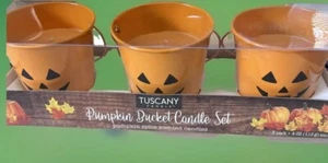 Tuscany Pumpkin Spice Scented Candle 3 Pack Bucket Shape Set Home Holiday Décor - Picture 1 of 9