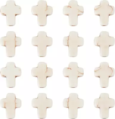 1 Box 200Pcs White Cross Beads Synthetic Turquoise Tiny Small Cross Beads Semi P - Image 1 of 4