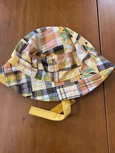 Janie and Jack Yellow/Rust/Black Plaid Patchwork Sun Hat-6-12 Mos