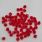 24 pièces perles bicone Swarovski cristal lumière siam ; 4 mm, 5 mm ou 6 mm ; rouge ; juillet