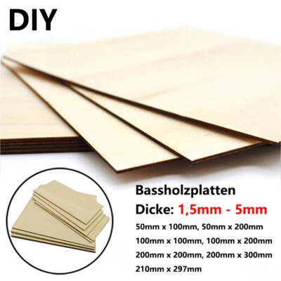 Holzplatte Balsaholzplatten Platte Holzplatte DIY Handwerk Modell 1,5mm-5mm Dick - Bild 1 von 4