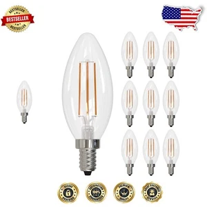 10x 4W High CRI LED Filament Light Bulbs - Antique Style Candelabra Base - Picture 1 of 3