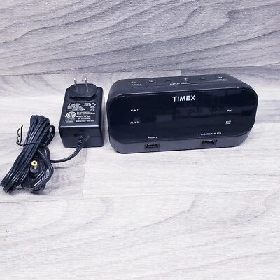 TIMEX T129 RediSet Reloj Despertador Doble con Doble USB PROBADO Foto 1 de 4