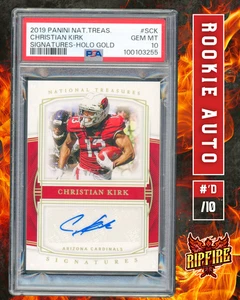 2019 Panini National Treasures Christian Kirk Holo Gold Signatures /10 RC PSA 10 - Picture 1 of 3