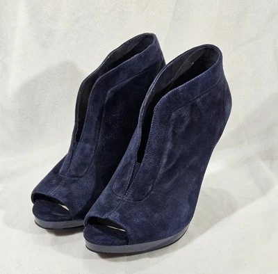NINE WEST Pendanto Azul Oscuro Gamuza Plataforma Stiletto Botín Tacón 8M Foto 1 de 4