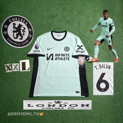 Nike Chelsea FC Thiago Silva #6 2023/2024 Third Mint Jersey XXL EPL Patch Rare - Image 1 of 4