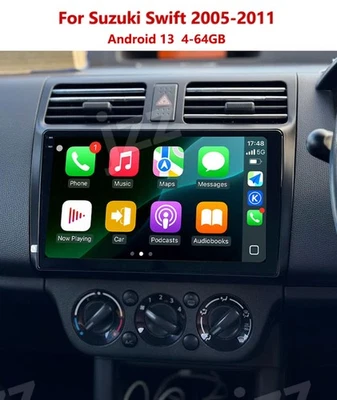 Radio estéreo de coche 4-64 GB inalámbrica Carplay para Suzuki Swift 2005-11 Android 13 WIFI Foto 1 de 4