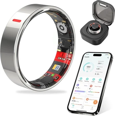 Smart Health Ring Fitness Tracker Heart Sleep Tracking For iOS Android Size 7-13 - Image 1 of 4