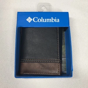 Columbia Herren Geldbörse Dreifachfaltung Leder Portemonnaie Schwarz/Braun Klassisch Geschenk Stilvoll - Bild 1 von 8