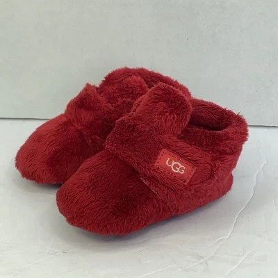 UGG Bebé Unisex Rojo Bixbee Punta Redonda Terry Tela Botín Zapatos Talla 02/03 Foto 1 de 4