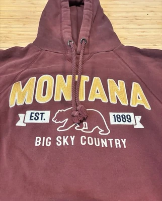 Женская толстовка с капюшоном Montana Big Sky Country маленькая состаренная синяя 84 медведь гризли - Изображение 1 из 4