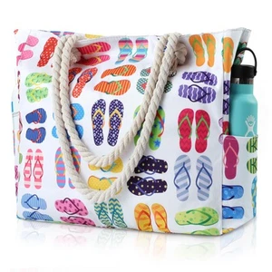 Beach Bag for Women - Large Beach Tote, Waterproof Sandproof Beach Bag with Z... - Picture 1 of 8