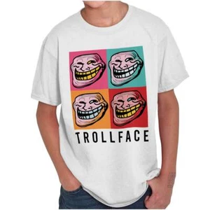 Cool Pop Art Troll Face Funny Internet Meme Youth Crewneck T Shirts Boy or Girl - Picture 1 of 8
