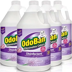 4 Pack OdoBan Disinfectant & Odor Eliminator Fabric/Air Freshener Lavender 1 Gal - Picture 1 of 9