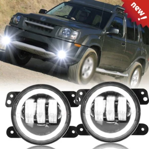 Pair For 2001-2004 Nissan Frontier Xterra Pair 4" Bumper LED Halo Fog Lights - Picture 1 of 16