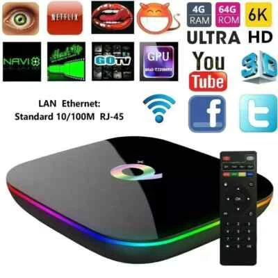 Android Smart TV Box Q Plus 12.0 WiFi 5G 8K QuadCore 8GB + 64GB Rom Full HD Ram - Immagine 1 di 4