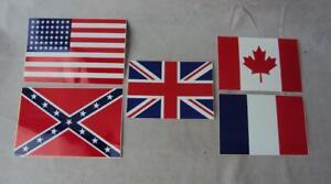 2 x Assorted Flag Vehicle Stickers, UK, USA, CANADA, FRANCE