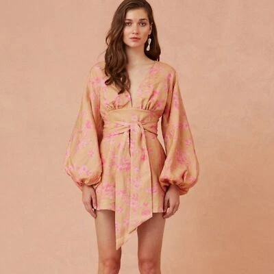 Revolve Keepsake FALLEN LONG SLEEVE PLAYSUIT NUDE W CANDY Linen NWT Women Size M - Image 1 of 4