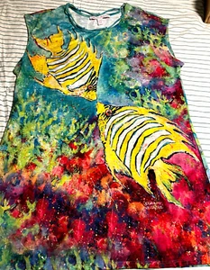 Leoma Lovegrove Dress/ Pullover/ Cover Up Fish Women's XL Lightweight - Picture 1 of 7