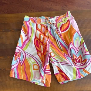 Men Swim Trunks Classic cut  M Vilebrequin flowers blue orange - Picture 1 of 4