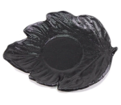 WE PAY YOUR SALES TAX 1 Black Leaf Japanese Cast Iron Tea Saucer Cup Coaster