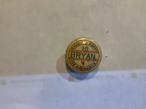 1896 Wm. Jennings Bryan LA POLÍTICA AMERICANA 16/1 Botón Político Merceza No Listado - Imagen 1 de 3